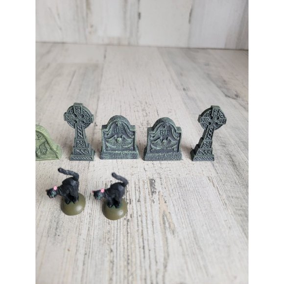 Dept 56 black cat Halloween Tombstone accessory xmas set - Picture 4 of 6